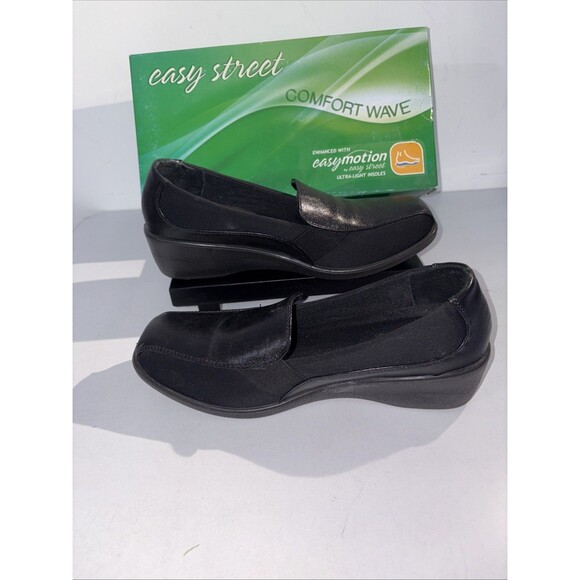 Ladies Blk Easy Street Dolores Black Stretch 8.5 Wide - Picture 1 of 14
